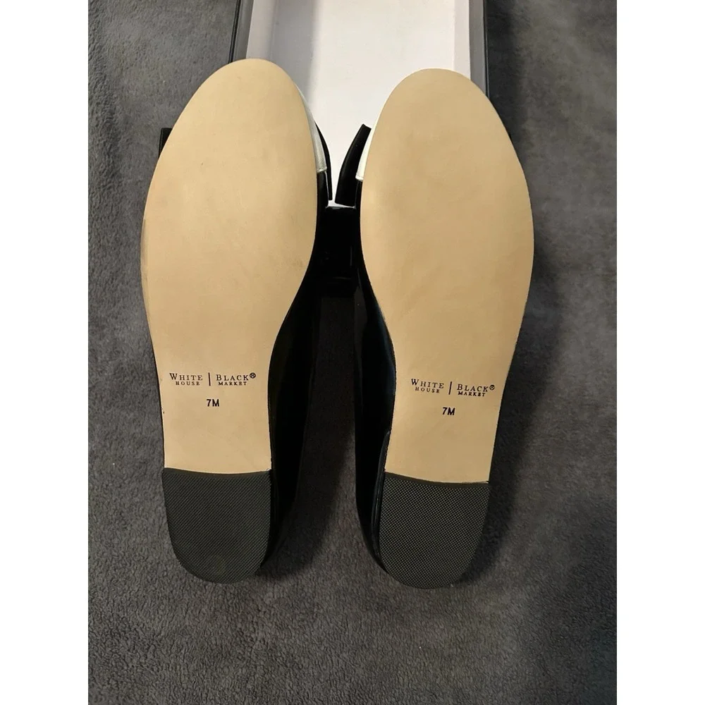 White House Black Market Ballet Style Black Patent White Toes Flats, Size 7 - Picture 6 of 10